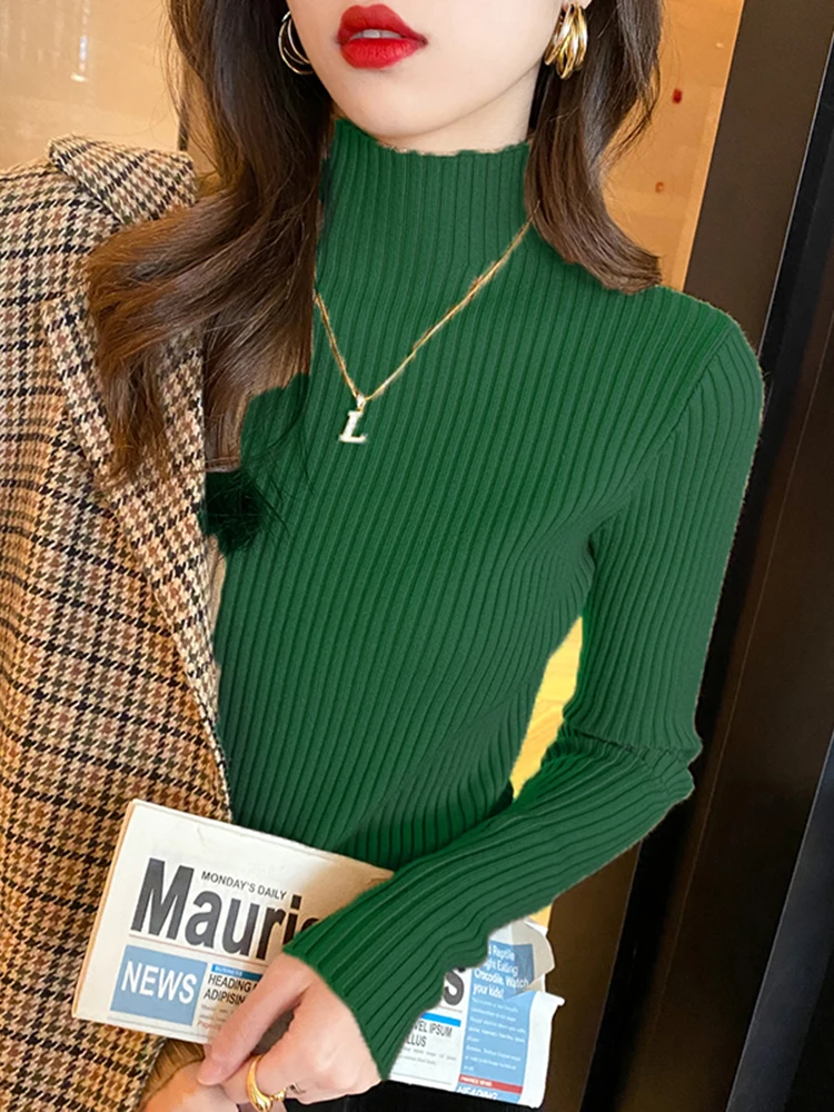 Elegant Solid Basic Knitted Tops Women Turtlneck Sweater Long Sleeve Casual Slim Pullover Korean Fashion Simple Chic Clothes - Image 10